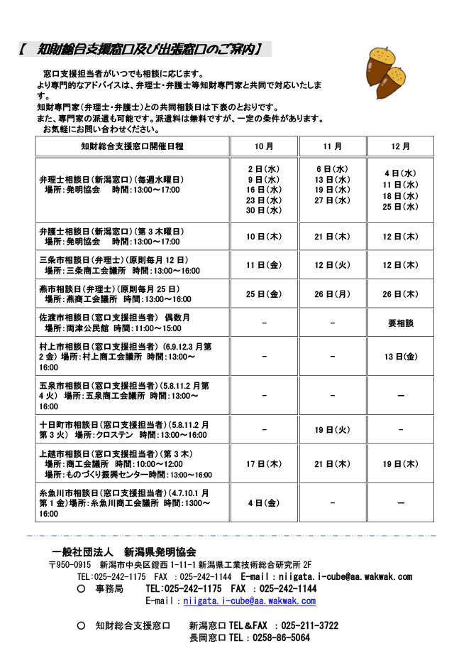 新潟県発明協会からのお知らせ